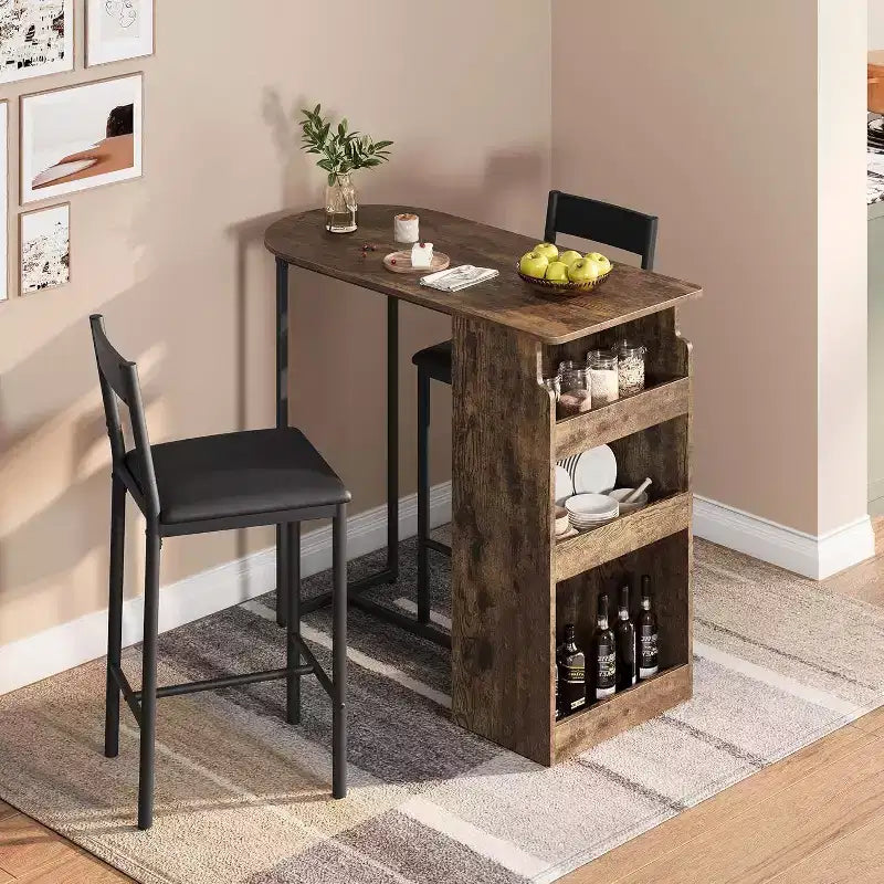 Set tavolo da bar per 2 persone Acekool con ripiano, tavolo e sedie salvaspazio per cucina e appartamento