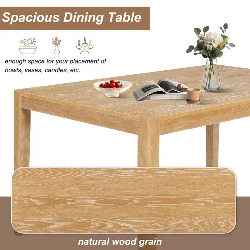 Set da pranzo retrò da 7 pezzi con tavolo rettangolare e 6 sedie imbottite