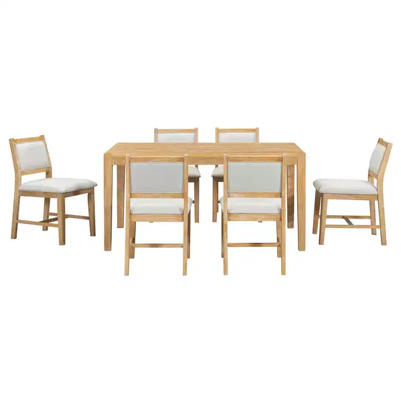 Set da pranzo retrò da 7 pezzi con tavolo rettangolare e 6 sedie imbottite