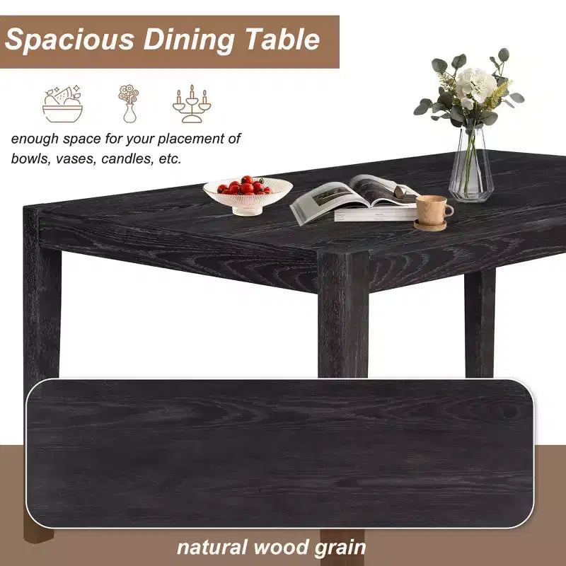 Set da pranzo retrò da 7 pezzi con tavolo rettangolare e 6 sedie imbottite