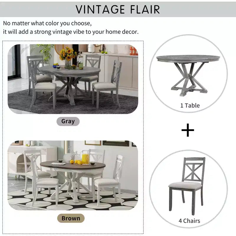 GDFStudio Nelson Set da pranzo 5 pezzi con tavolo allungabile e sedie imbottite