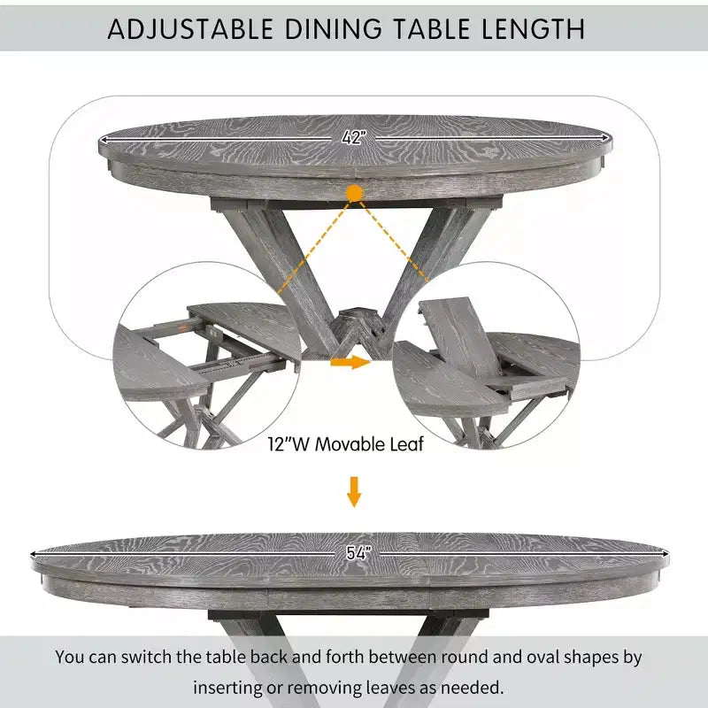 GDFStudio Nelson Set da pranzo 5 pezzi con tavolo allungabile e sedie imbottite