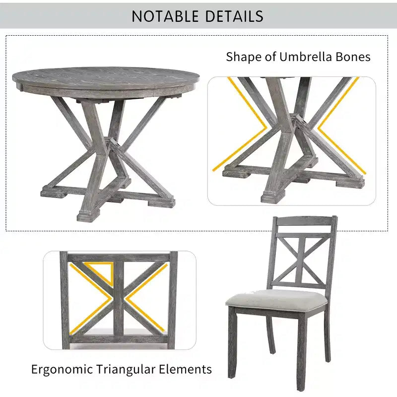 GDFStudio Nelson Set da pranzo 5 pezzi con tavolo allungabile e sedie imbottite