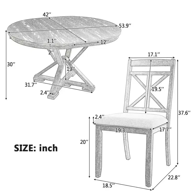 GDFStudio Nelson Set da pranzo 5 pezzi con tavolo allungabile e sedie imbottite