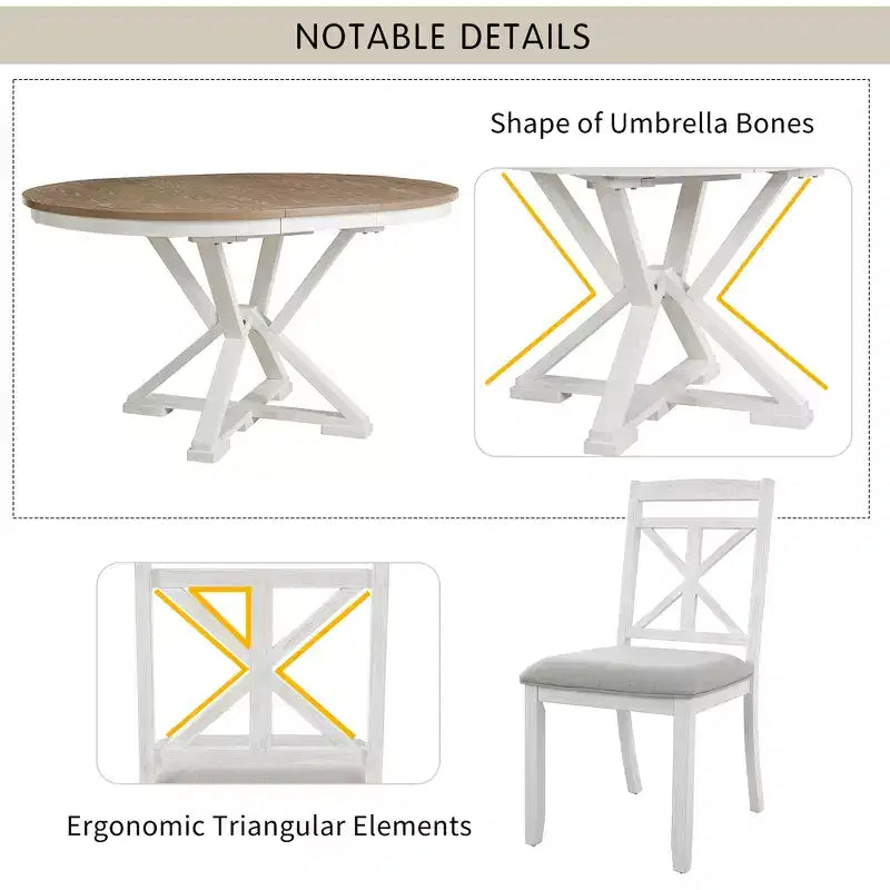 GDFStudio Nelson Set da pranzo 5 pezzi con tavolo allungabile e sedie imbottite