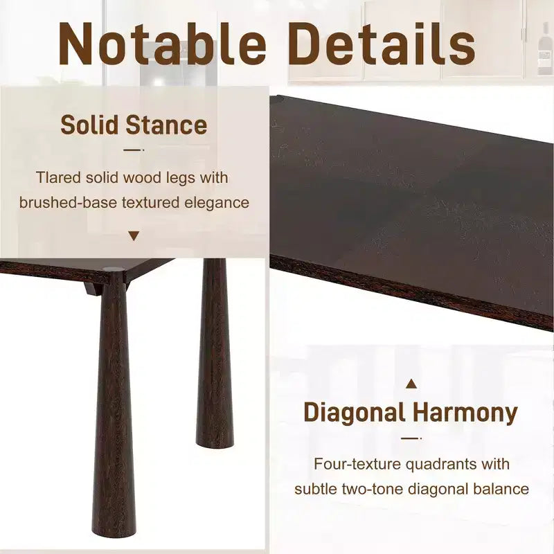 GDFStudio Josh Set da Pranzo da 7 Pezzi con Tavolo in Legno Massello e Sedie Imbottite Senza Braccioli