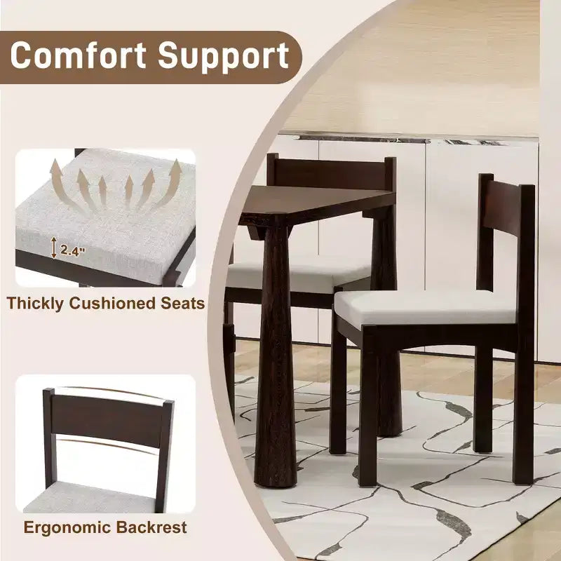 GDFStudio Josh Set da Pranzo da 7 Pezzi con Tavolo in Legno Massello e Sedie Imbottite Senza Braccioli