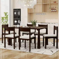 GDFStudio Josh 7-Piece Wood Dining Table Set with Solid Wood Table and Upholstered Armless Chairs