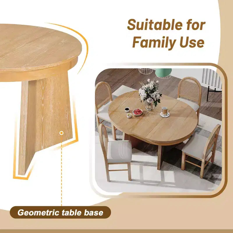 GDFStudio Harper set da pranzo da 5 pezzi con tavolo allungabile e sedie imbottite con schienale in rattan
