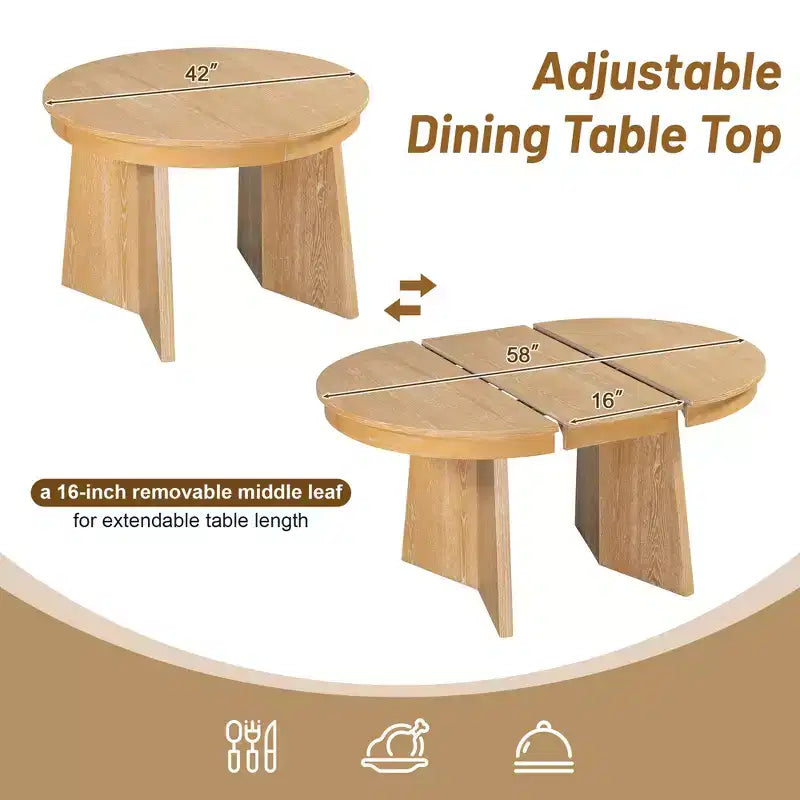 GDFStudio Harper set da pranzo da 5 pezzi con tavolo allungabile e sedie imbottite con schienale in rattan