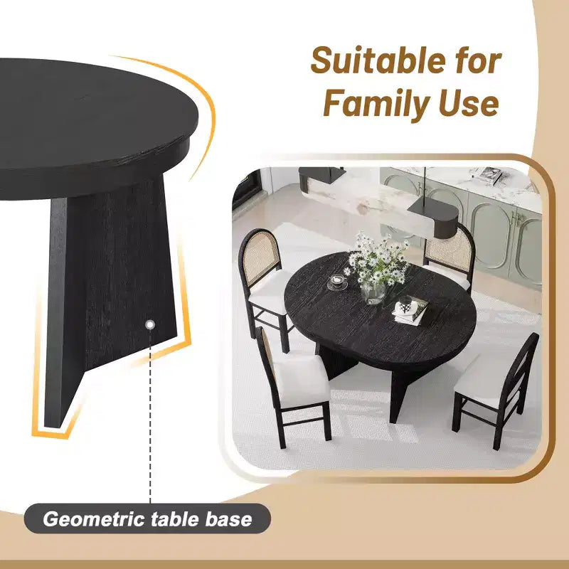 GDFStudio Harper set da pranzo da 5 pezzi con tavolo allungabile e sedie imbottite con schienale in rattan