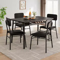 5-Piece Dining Table Set for 4, Wood Kitchen with Built-in Storage Rack,Small Kitchen Table with Upholstered Chairs and Metal Frame for Small Spaces