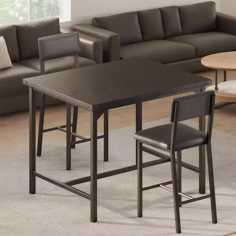 3-Piece Kitchen Table Set, with 2 Upholstered Bar Stools