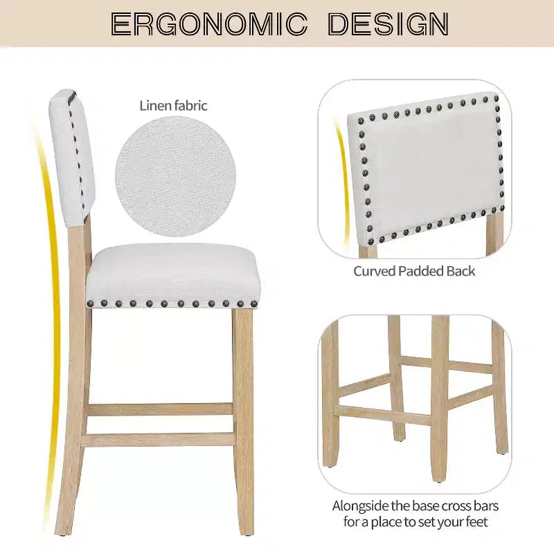 GDFStudio Mark Set da Pranzo a 5 Pezzi Altezza Bancone con Tavolo Elegante e Sedie Imbottite