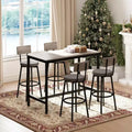 Zevemomo Dining Table Set for 4, 5-Piece Bar Table Set,Counter Height High Top Table with 4 PU Upholstered Stools, for Small Space, Gray