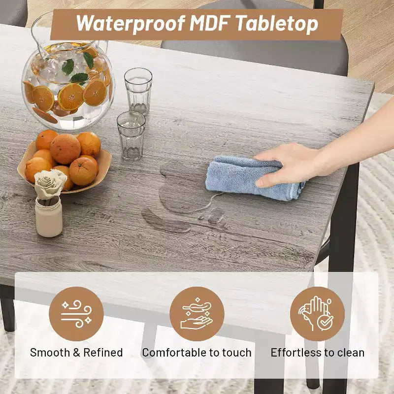 Set da pranzo Zevemomo per 4, set da tavolo da bar da 5 pezzi, tavolo alto ad altezza bancone con 4 sgabelli rivestiti in PU, per piccoli spazi, grigio