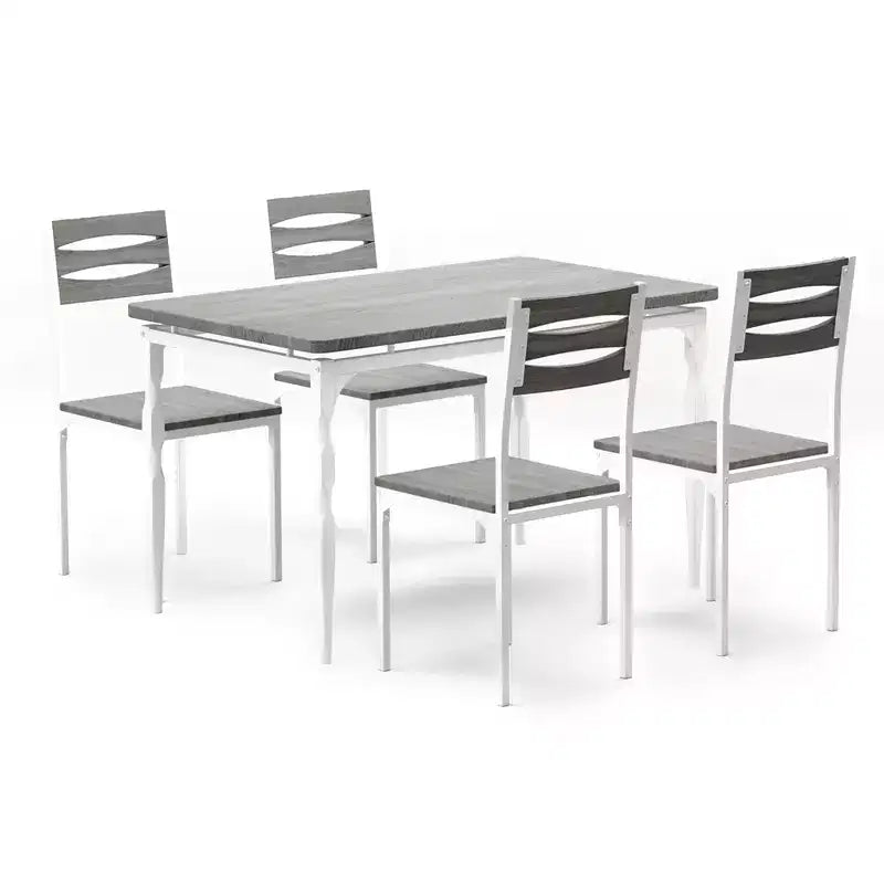 Set da pranzo da 5 pezzi per 4 persone, set da tavolo da cucina da 43" con gambe a spirale, tavolo e sedie da cucina rettangolari in legno, tavolo da colazione salvaspazio