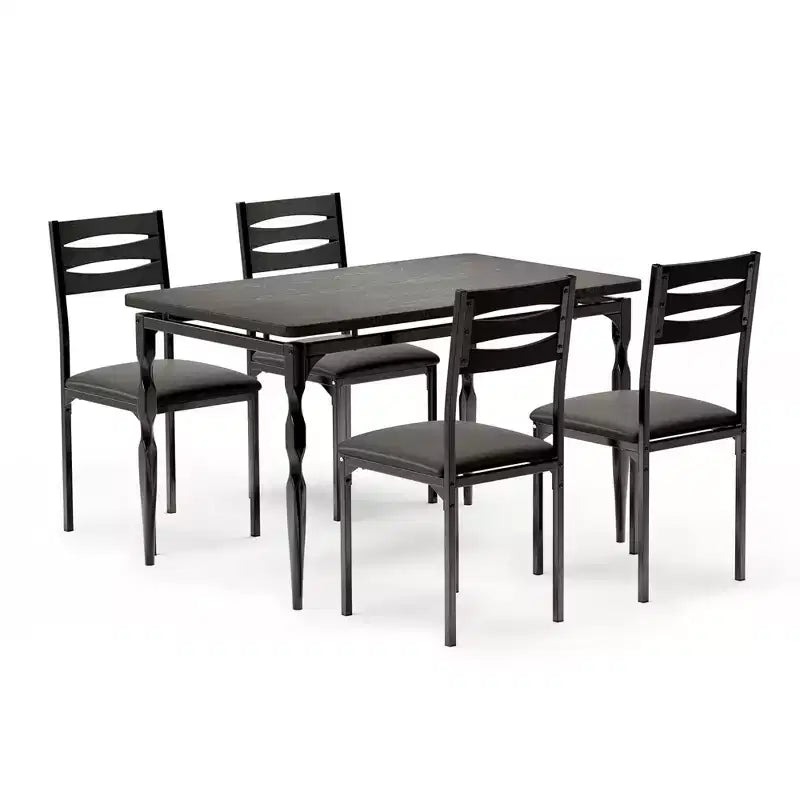 Set da pranzo da 5 pezzi per 4 persone, set da tavolo da cucina da 43" con gambe a spirale, tavolo e sedie da cucina rettangolari in legno, tavolo da colazione salvaspazio