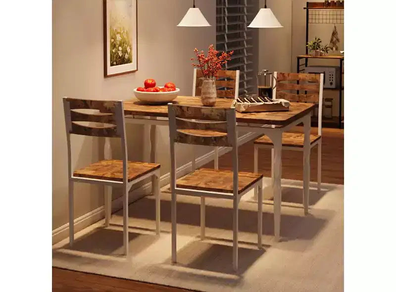Set da pranzo da 5 pezzi per 4 persone, set da tavolo da cucina da 43" con gambe a spirale, tavolo e sedie da cucina rettangolari in legno, tavolo da colazione salvaspazio