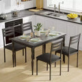 5 Piece Dining Table Set for 4, 43 Kitchen Table Set with Spiral Leg, Wooden Rectangular Kitchen Table & Chairs, Space Saving Breakfast Table