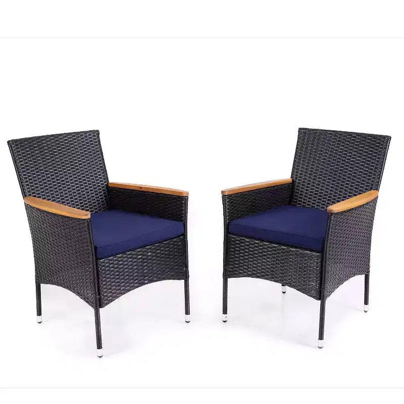 Captiva Designs Set da pranzo da 7 pezzi per patio con tavolo in legno di acacia con finitura a olio e sedie in rattan