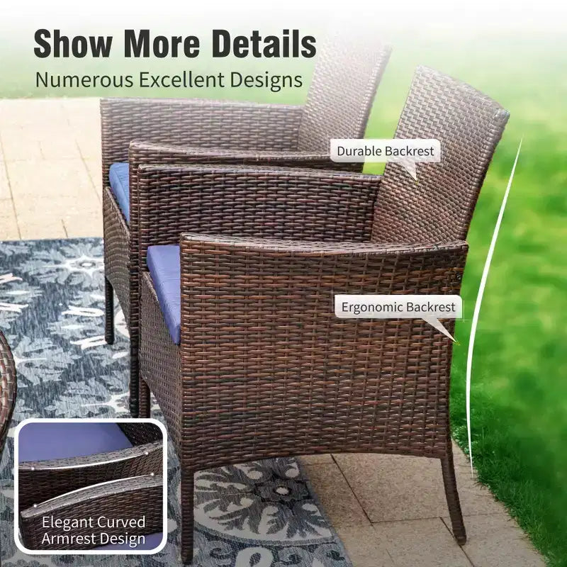 Captiva Designs Set da pranzo da 7 pezzi per patio con tavolo in legno di acacia con finitura a olio e sedie in rattan