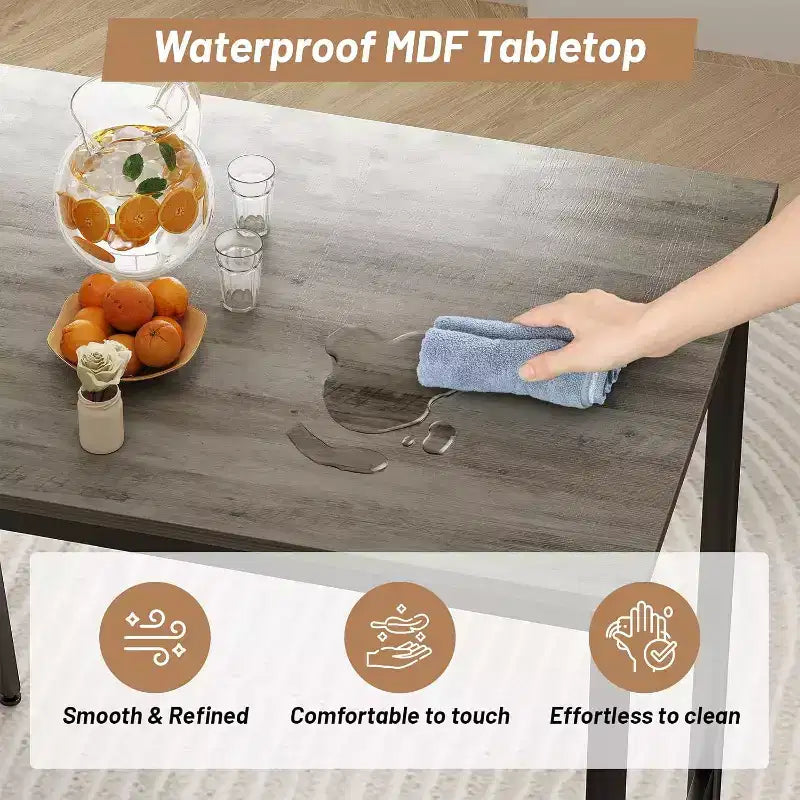 Set da Pranzo Zevemomo a 7 Pezzi ad Altezza Bancone, 6 Sgabelli Imbottiti in PU, Set Tavolo Alto Salvaspazio per Piccoli Spazi, Grigio