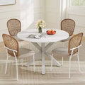 Zevemomo 5-Piece Mid-Century Dining Set for 4-6, MDF Table Top with Metal Legs, Pedestal Dining & Coffee Table Set