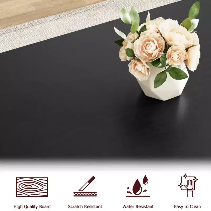 Set da pranzo CuisinSmart con panca e piano in legno, tavolo da cucina con panca per 4 persone con struttura in metallo e design a X, per bar, casa, ufficio, nero