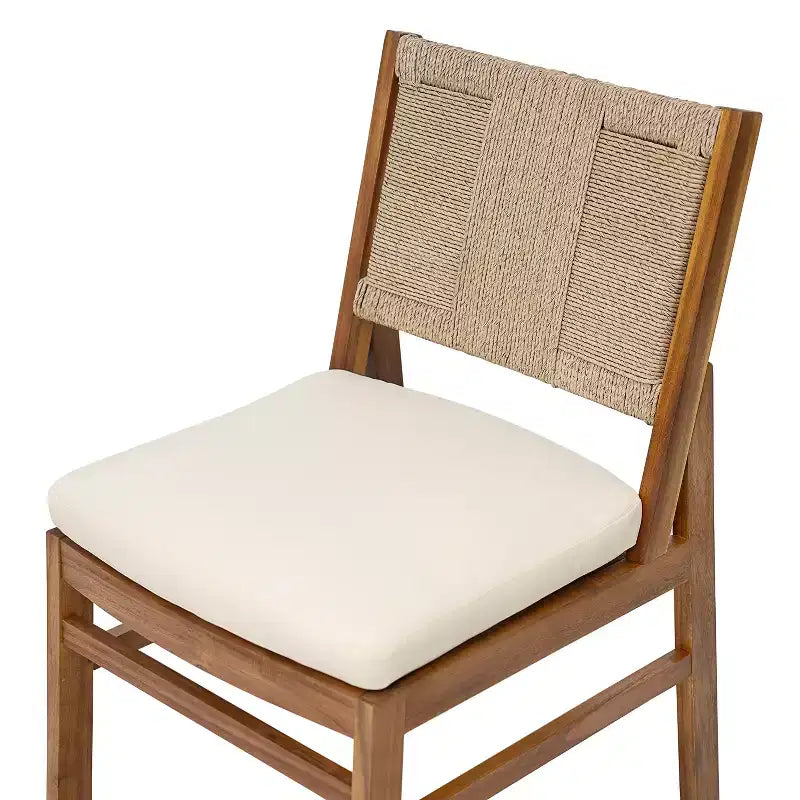 Christopher Knight Home Mabel Set da pranzo rustico da esterni in 6 pezzi in legno di acacia e rattan con tavolo a doghe e cuscini
