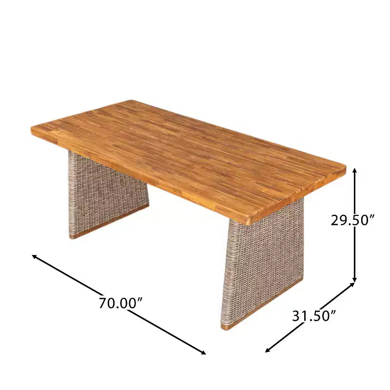Christopher Knight Home Mabel Set da pranzo rustico da esterni in 6 pezzi in legno di acacia e rattan con tavolo a doghe e cuscini