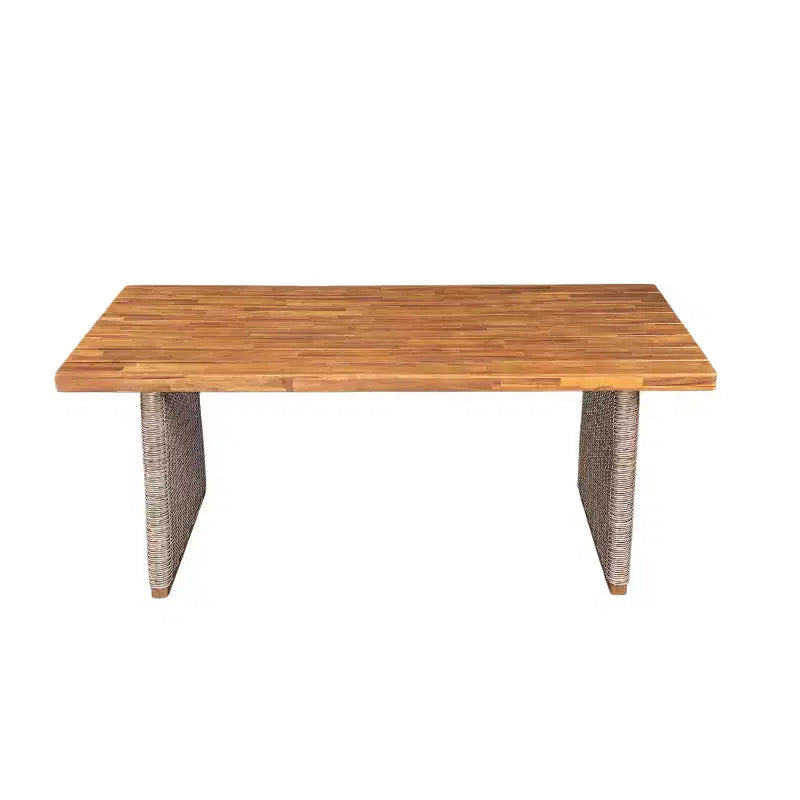 Christopher Knight Home Mabel Set da pranzo rustico da esterni in 6 pezzi in legno di acacia e rattan con tavolo a doghe e cuscini