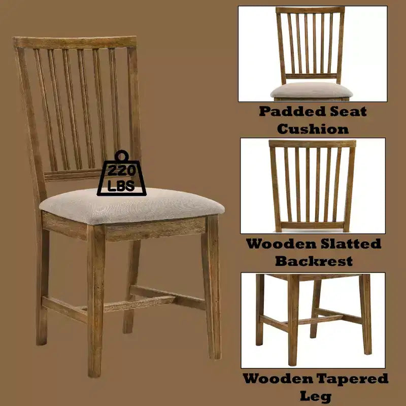 GDFStudio Sandra Set da Pranzo Moderno 5 Pezzi in Legno Effetto Invecchiato con 4 Sedie Imbottite