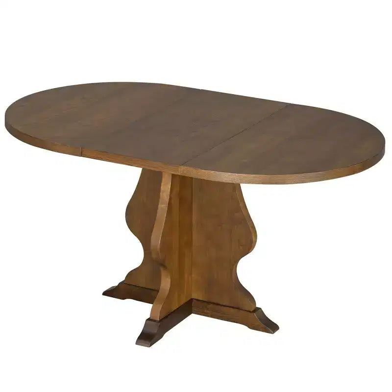 Set da pranzo di 5 pezzi Whisen Farmhouse Wood con tavolo allungabile e 4 sedie imbottite
