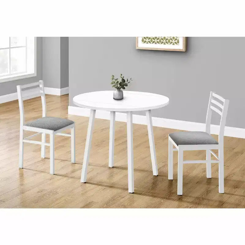 Okak Set da pranzo vintage 3 pezzi e sedie imbottite per sala da pranzo, ristorante, set da pranzo moderno rotondo con design a ribalta