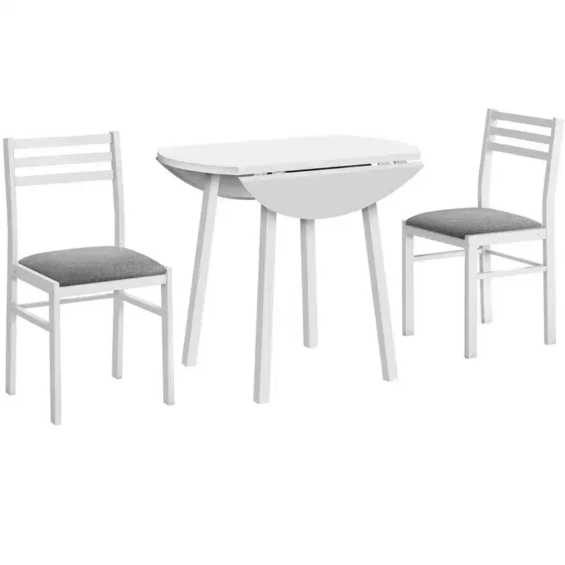 Okak Set da pranzo vintage 3 pezzi e sedie imbottite per sala da pranzo, ristorante, set da pranzo moderno rotondo con design a ribalta
