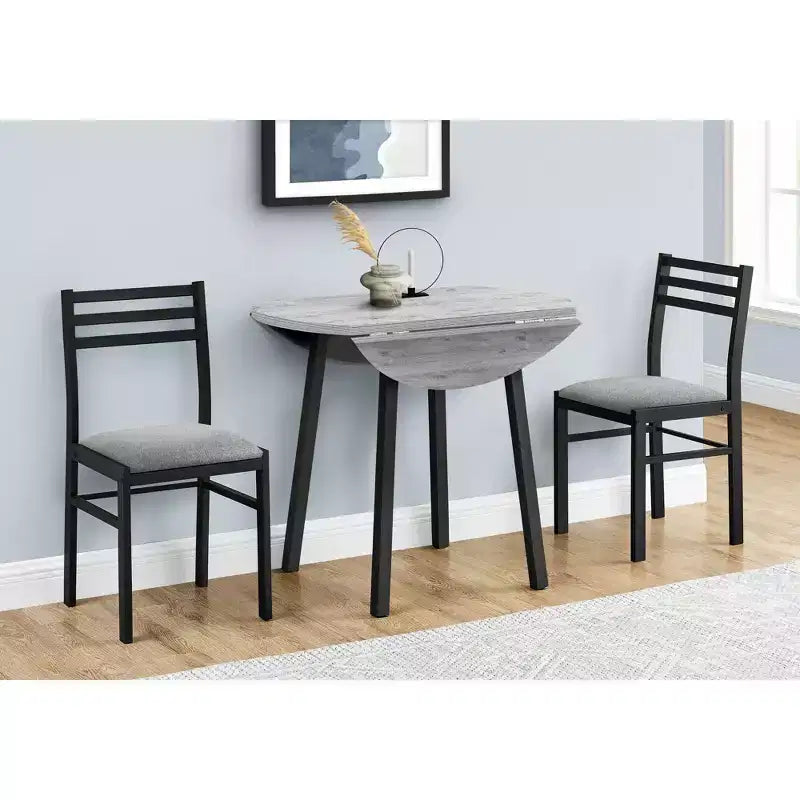 Okak Set da pranzo vintage 3 pezzi e sedie imbottite per sala da pranzo, ristorante, set da pranzo moderno rotondo con design a ribalta