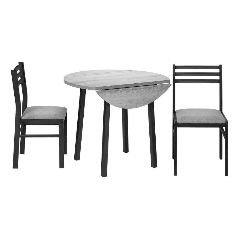 Okak Set da pranzo vintage 3 pezzi e sedie imbottite per sala da pranzo, ristorante, set da pranzo moderno rotondo con design a ribalta
