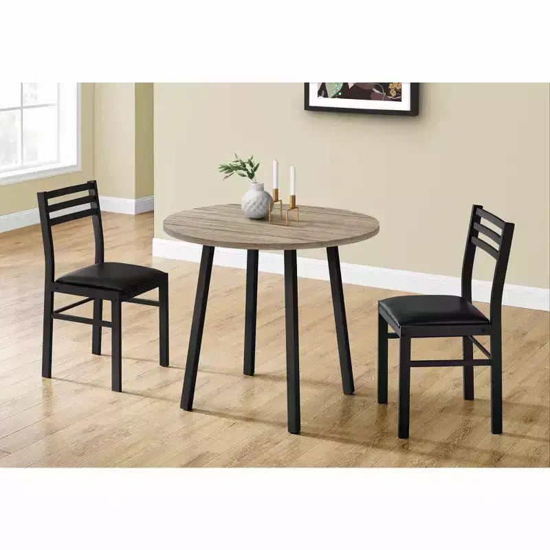 Okak Set da pranzo vintage 3 pezzi e sedie imbottite per sala da pranzo, ristorante, set da pranzo moderno rotondo con design a ribalta