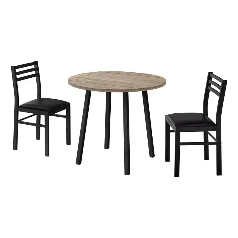 Okak Set da pranzo vintage 3 pezzi e sedie imbottite per sala da pranzo, ristorante, set da pranzo moderno rotondo con design a ribalta