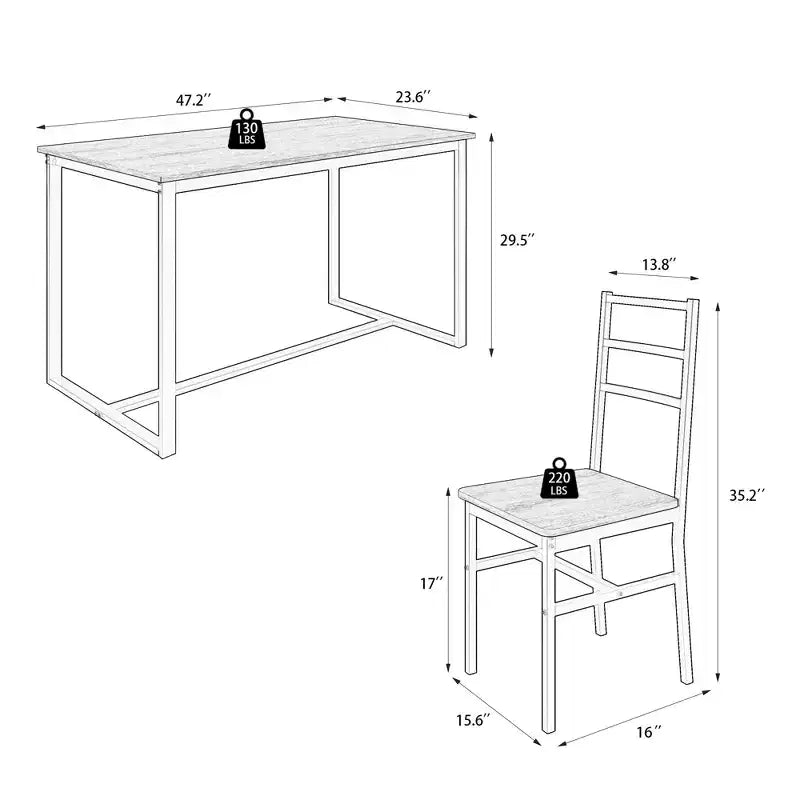 Okak Set da pranzo industriale di 5 pezzi, tavolo e sedie con schienale per sala da pranzo, ristorante, set da pranzo in metallo e legno per cene in famiglia