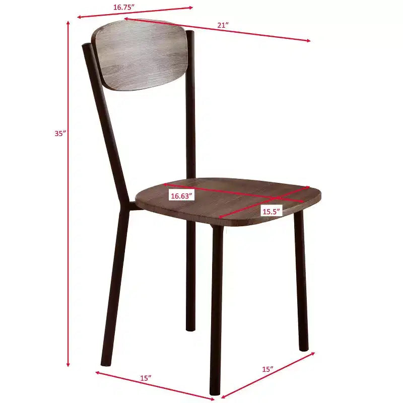 Okak Set da pranzo industriale di 5 pezzi, tavolo e sedie con schienale per sala da pranzo, ristorante, set da pranzo in metallo e legno per cene in famiglia