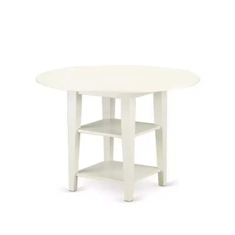 Set da pranzo rotondo 3 pz con tavolo da 20/42 pollici e 2 sedie in lino - Tessuto beige