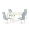 HomeStock 5-Pc Linen White Finish Solid Wood Top - Rectangular Dining Room Set - Seats 4