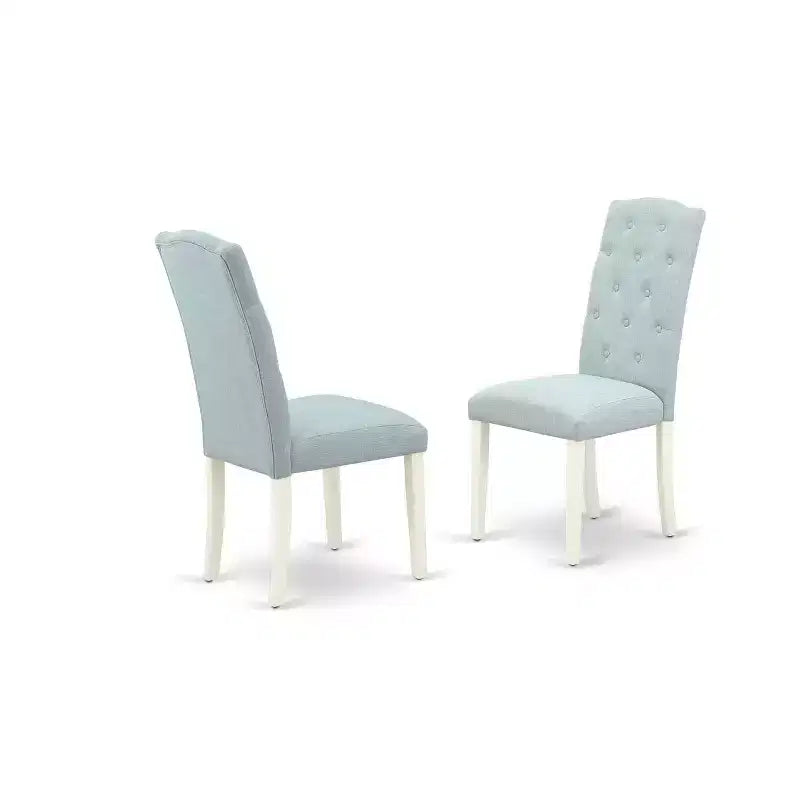 HomeStock Set da Pranzo Rettangolare da 5 Pezzi in Legno Massello con Finitura Bianco Lino - 4 Posti