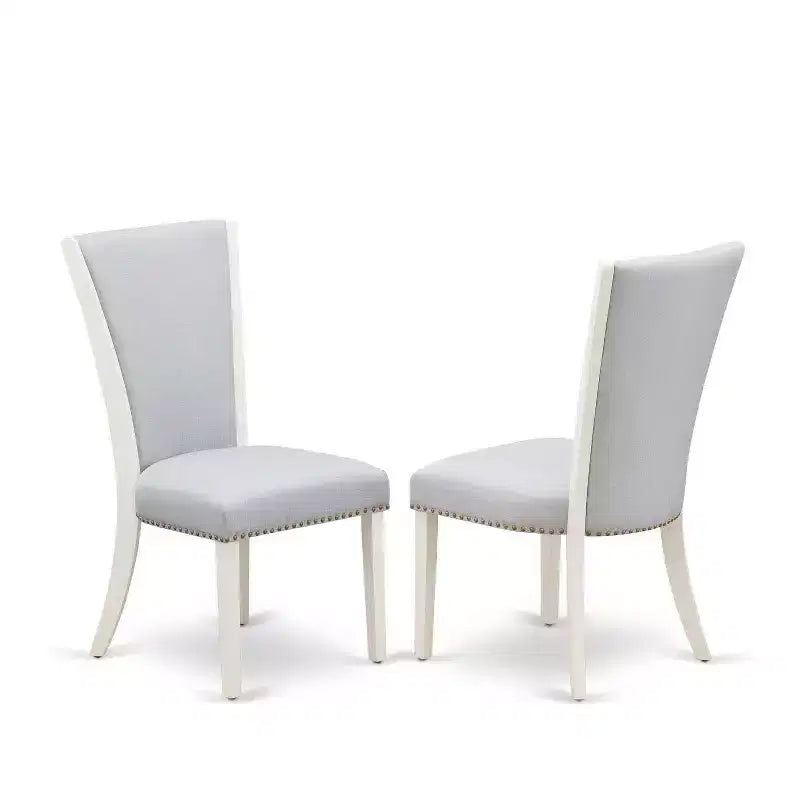 HomeStock Tavolo da Pranzo Rettangolare da 6 Pezzi in Legno Massello con Finitura Lino Bianco Spazzolato e 1 Panca, 4 Sedie