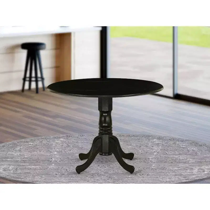 Set da pranzo nordico per 2 - Tavolo rotondo moderno con base a piedistallo e sedie in tessuto di lino - Blu minerale e nero