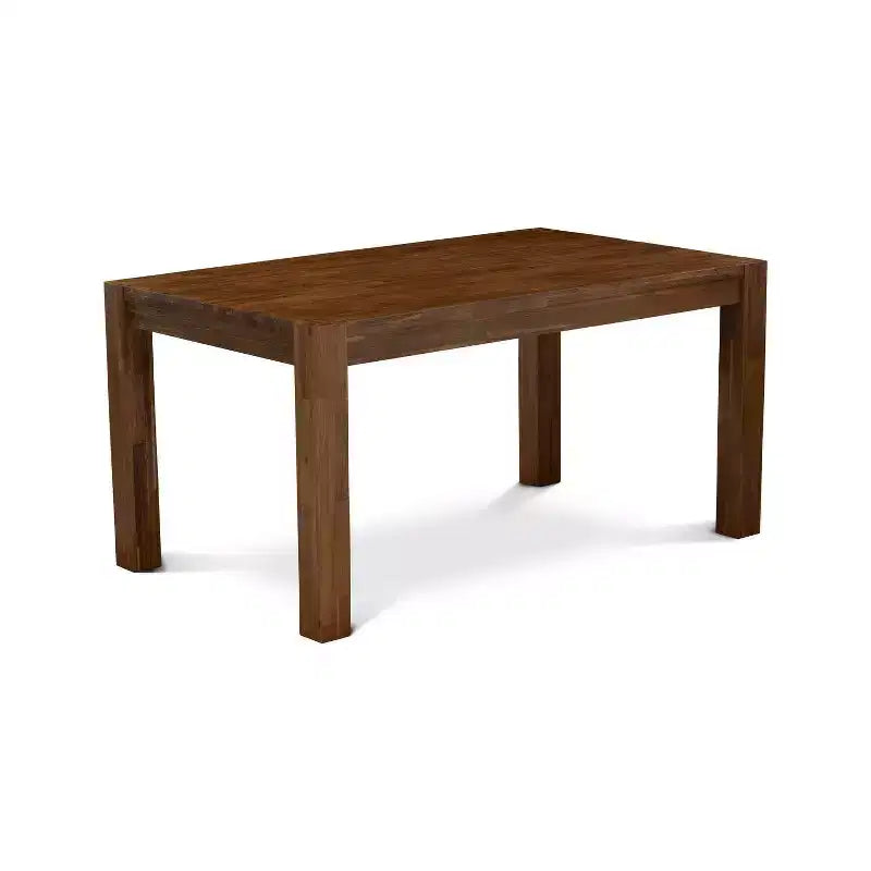 Set da pranzo rettangolare 5 pezzi con piano in legno massello finitura marrone naturale – 4 posti