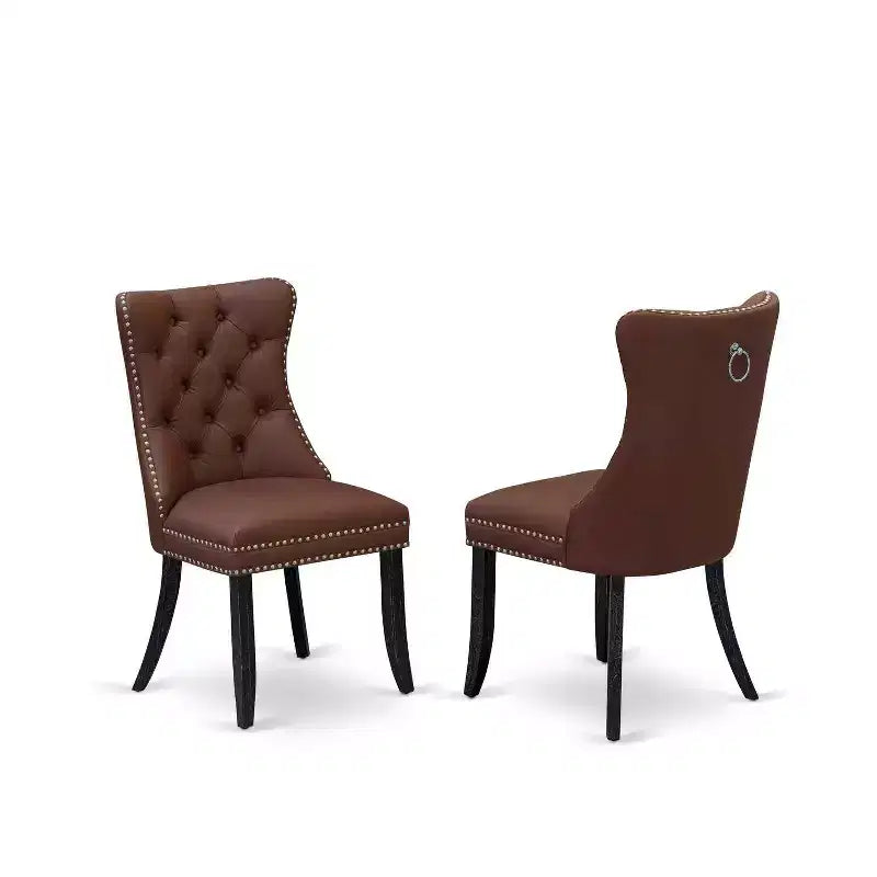 Set da pranzo rettangolare 5 pezzi con piano in legno massello finitura marrone naturale – 4 posti