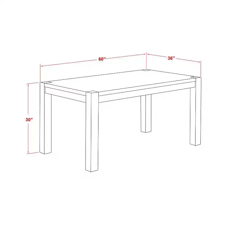 Set da pranzo rettangolare 5 pezzi con piano in legno massello finitura marrone naturale – 4 posti